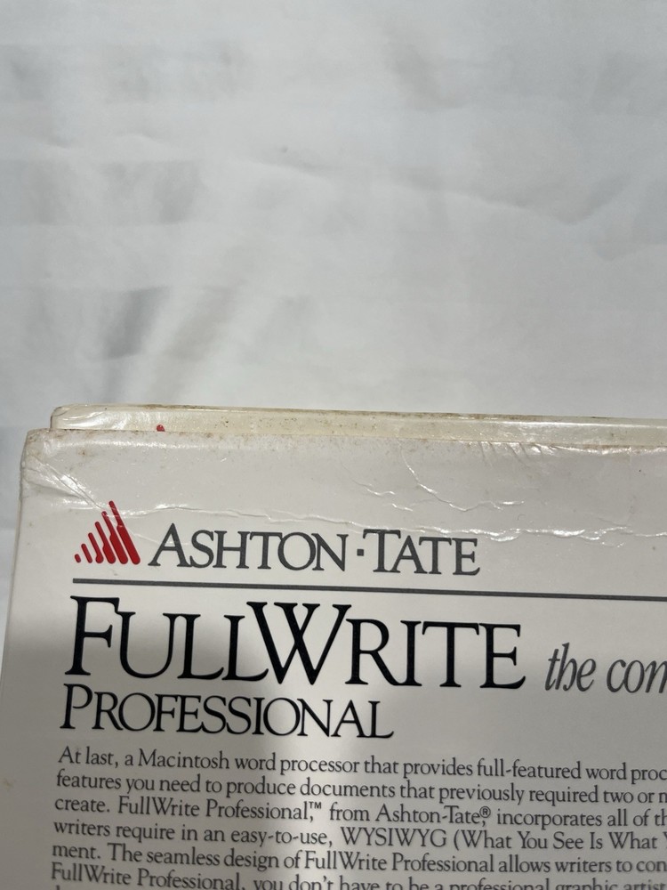 Vintage Mac Apple Software Ashton Tate FullWrite Professional. Complete