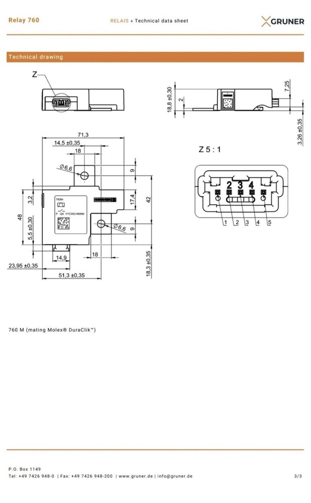 Gruner Latching Relay 760m-r1a-b4r0