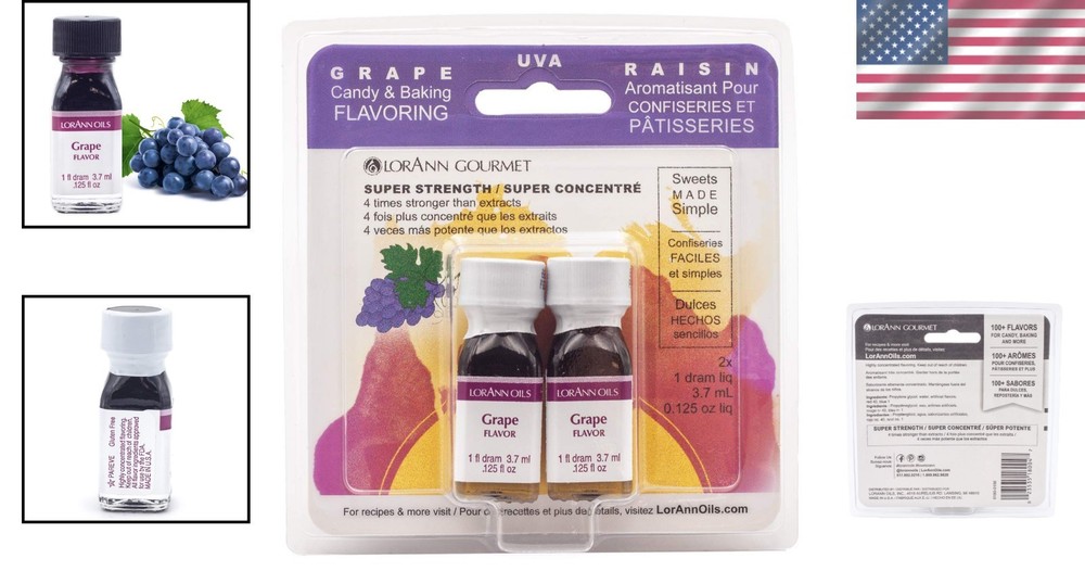 Grape Super Strength Flavoring - 4X Stronger for Baking & Candy Making – 2 Pack