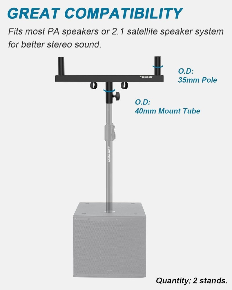 Dual Speaker Pole Mount Adapter Set with Cable Management System for Easy Setup