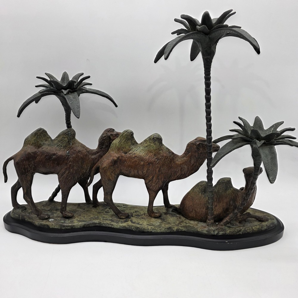Orientalist Cold-Painted Bronze Middle Eastern Camel Form Candelabra