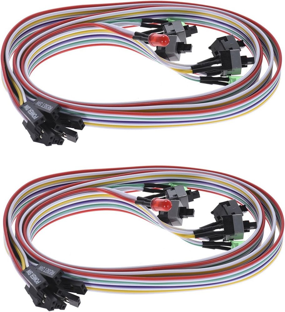 2 Pack Desktop Computer Case Motherboard On/Off/Reset/Hdd Switch Power Cord PC