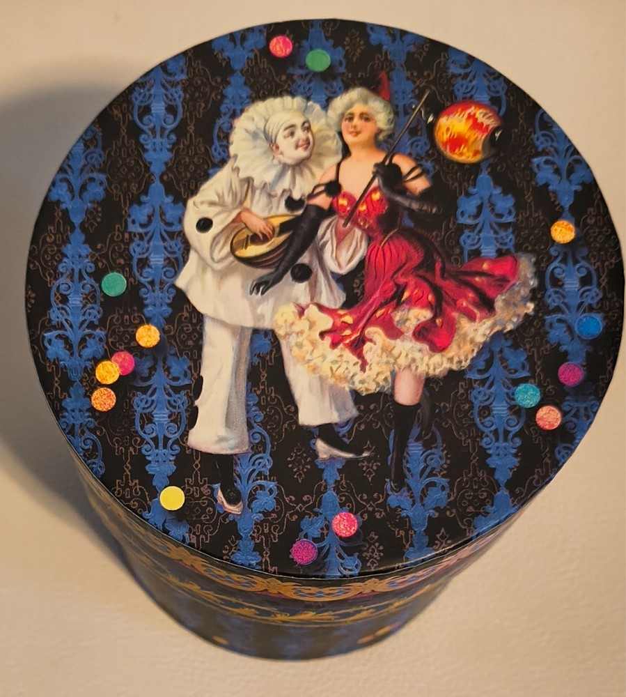 Punch Studio Harlequin trinket storage box round
