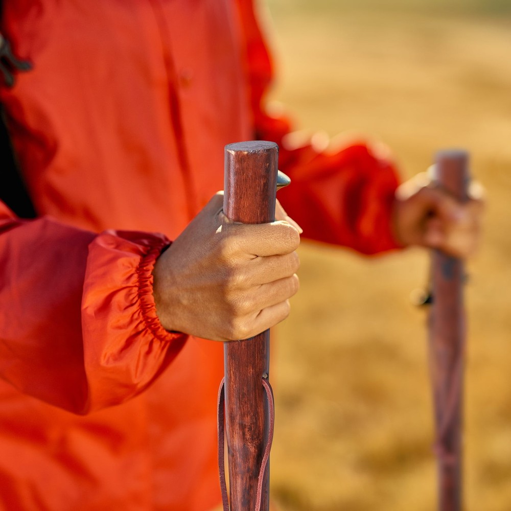 55 in Rustic Wood Walking Stick, Traditional Style Handle,