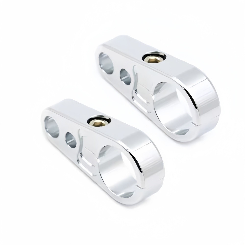 Aluminum Chrome Cable Bracket - 25mm for 1" Motorcycle Handlebars