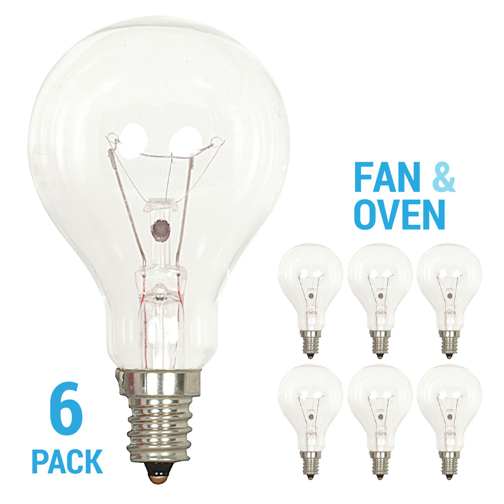 6 Pack 40W A15 Clear Nickel Plated Fan Oven Appliance Bulb 130V Candelabra E12