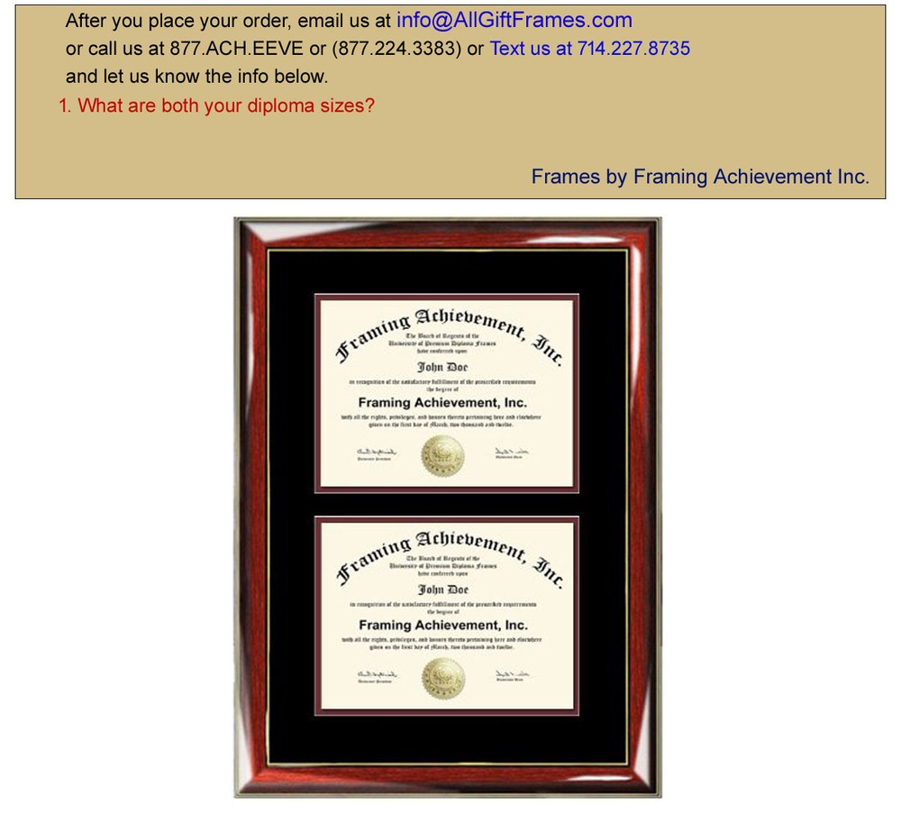 Double Diploma Frame Dual Certificate Frame Two College University Documents