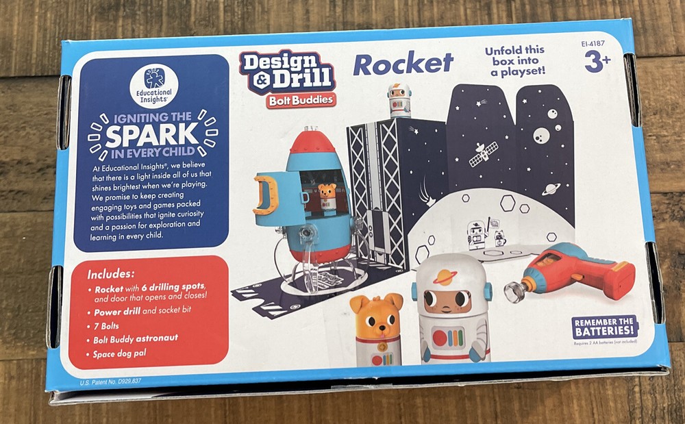 EDUCATIONAL INSIGHTS: DESIGN & DRILL: BOLT BUDDIES ROCKET Rare