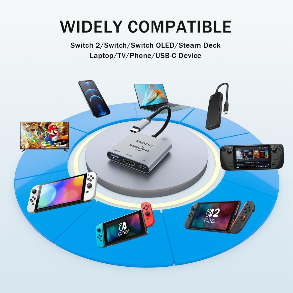 Switch 2 Dock, Switch 2 Docking Station, Portable TV Dock Station for Switch/...