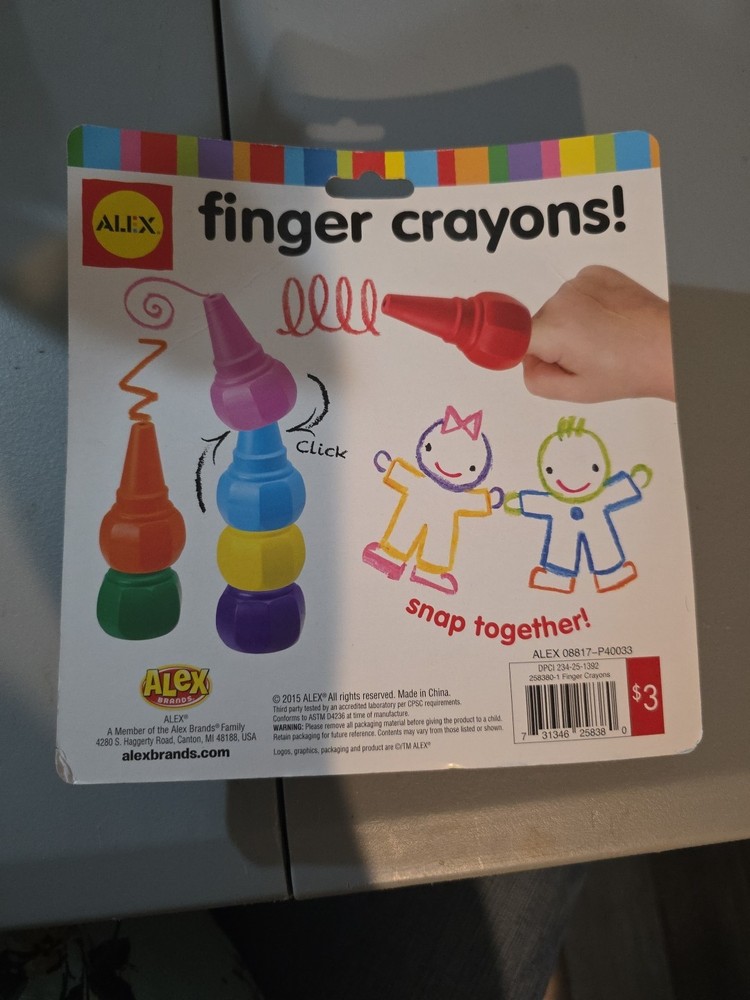 Alex Finger Crayons Large Stackable Multiple Colors BRAND NEW A2