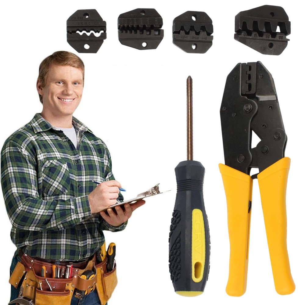 Self-Adjustable Crimping Pliers Tool Kit with Storage Bag for Electrical Work