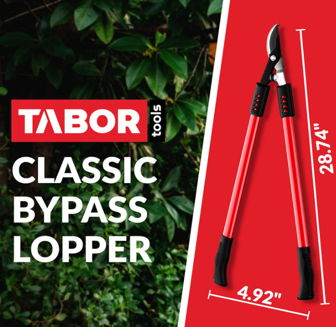 TABOR TOOLS GL16A Bypass Lopper, Chops Branches with Ease, Classic 28 Inch Tree