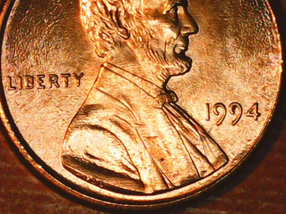 1994 Penny Die Chip Obverse on Date