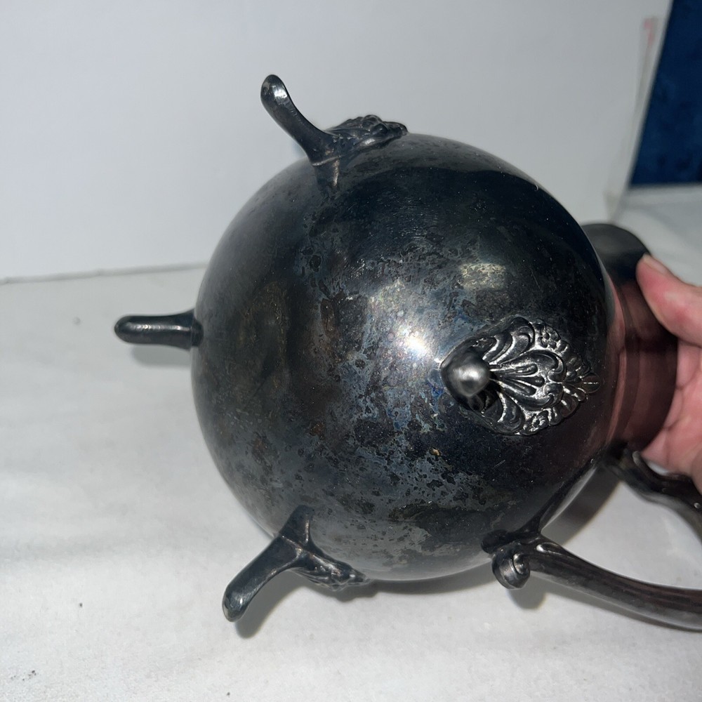 Vintage Silver Plated Water Pitcher Ice Guard Footed