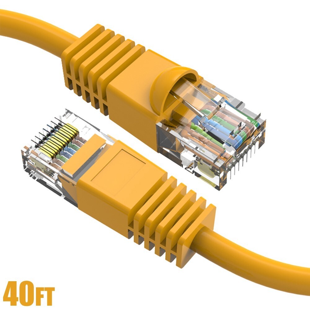 40FT CAT6 RJ45 Network LAN Ethernet UTP Patch Cable Copper Wire Snagless Yellow