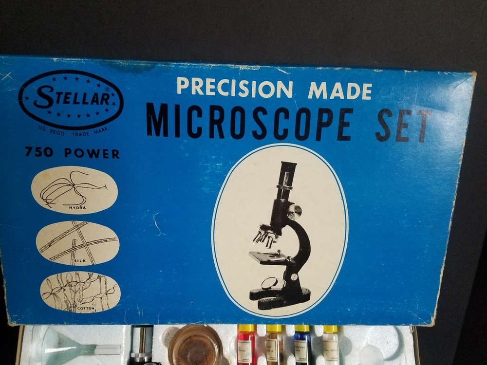 Vintage Stellar Microscope Set 700X Power Made In Japan