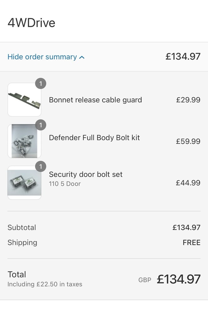 4WDRIVE - Defender Full Body Bolt kit