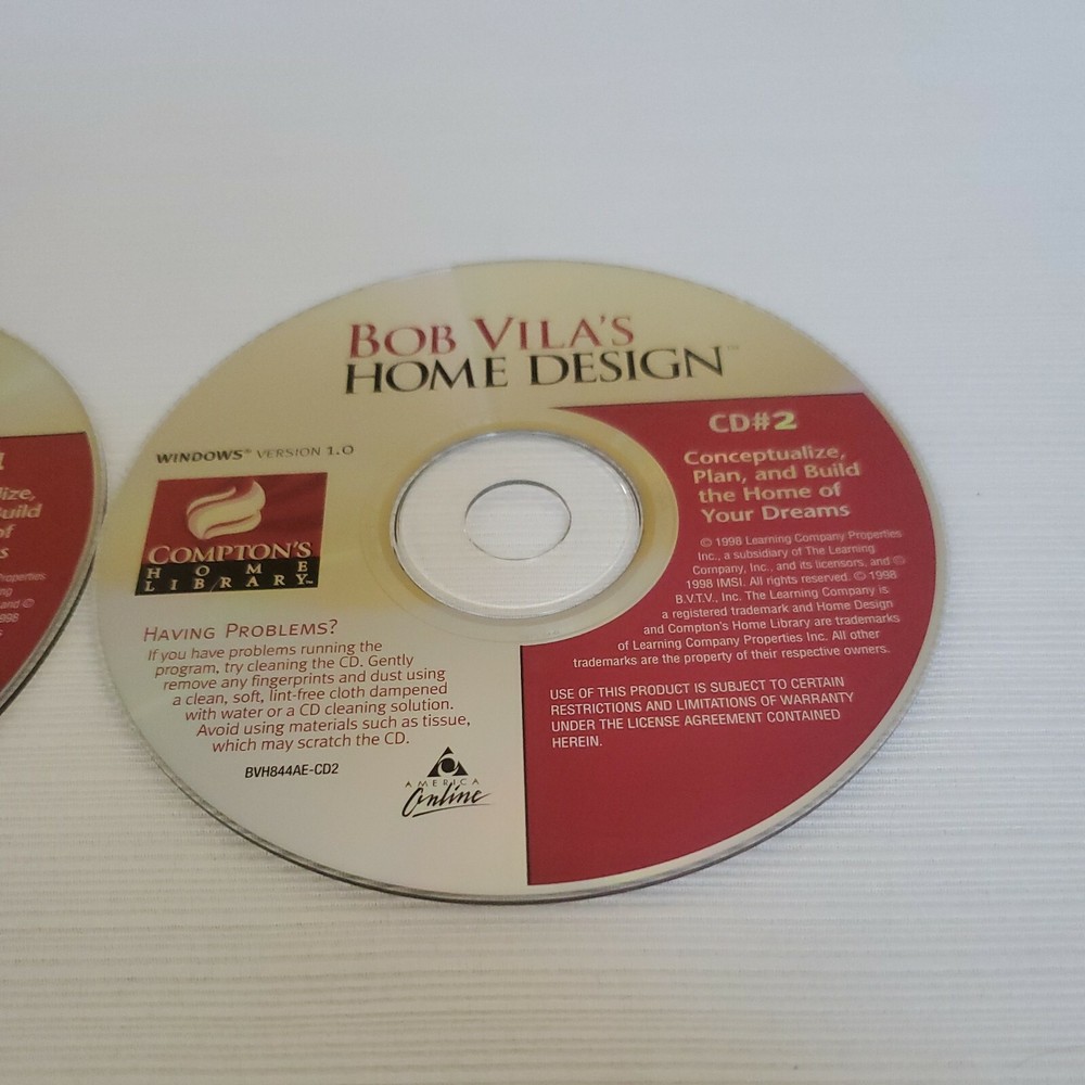 Bob Vila's Home Design - Windows Version 1.0 (PC, 1998, Compton's, 2-Disc)