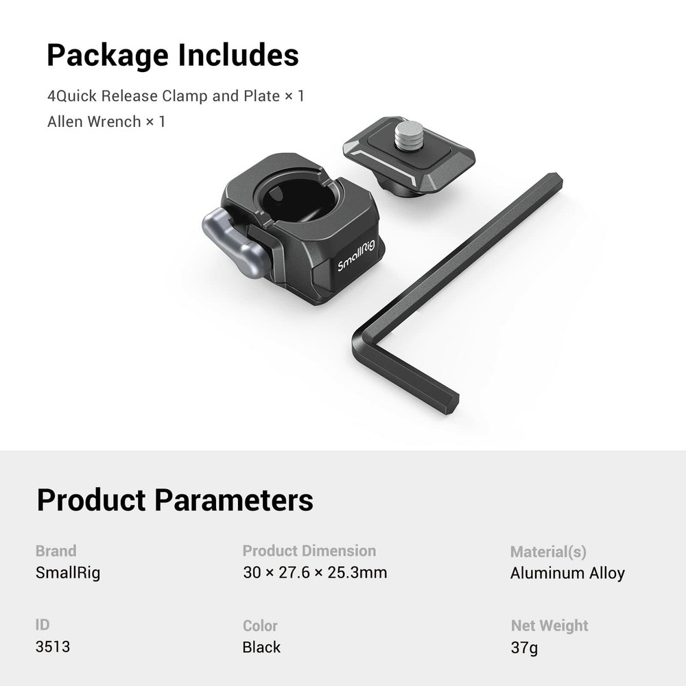 SmallRig Drop-in HawkLock Universal mini Quick Release Clamp and Plate-3513B