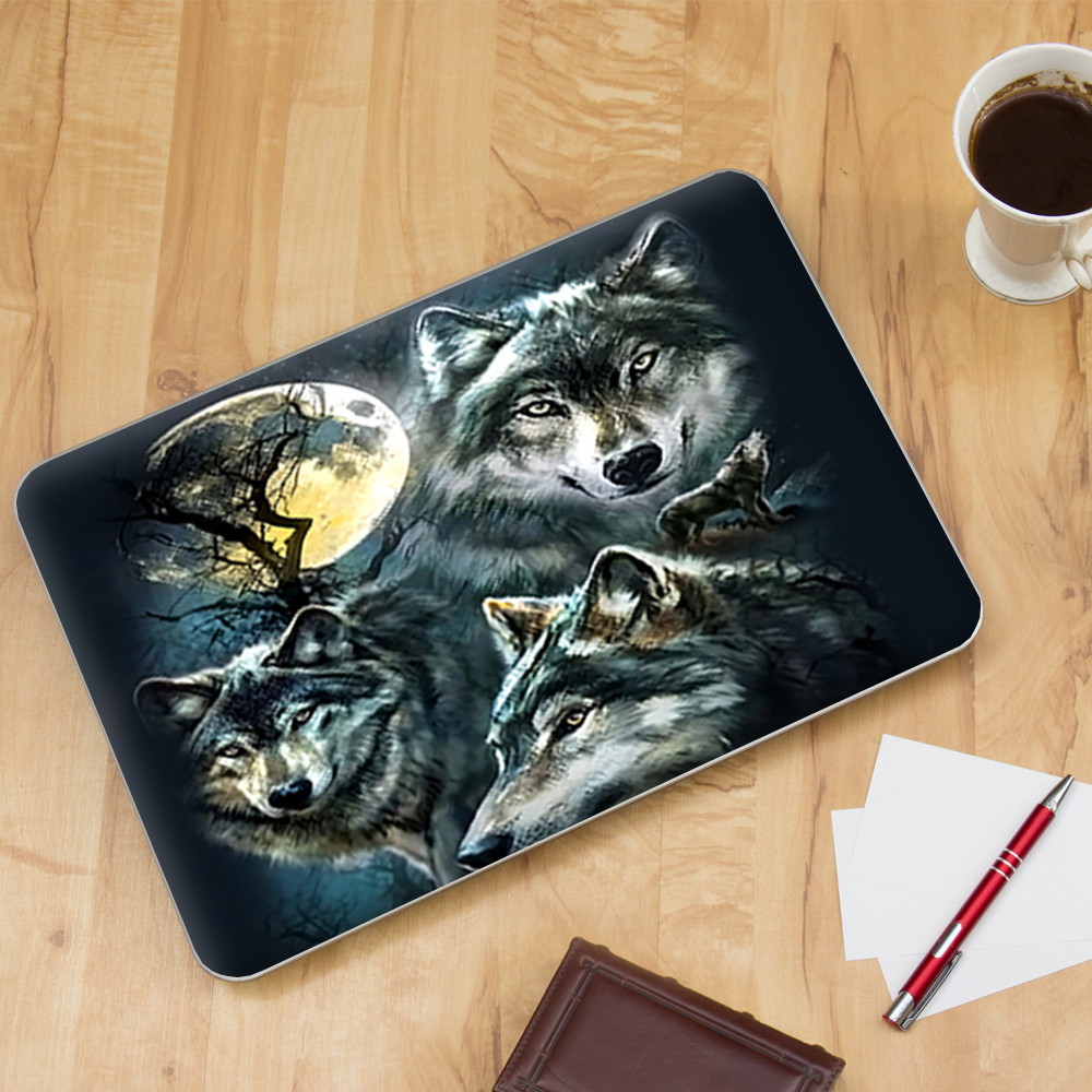 Universal Laptop Skins wrap for 15" - 3 Wolves Moonlight
