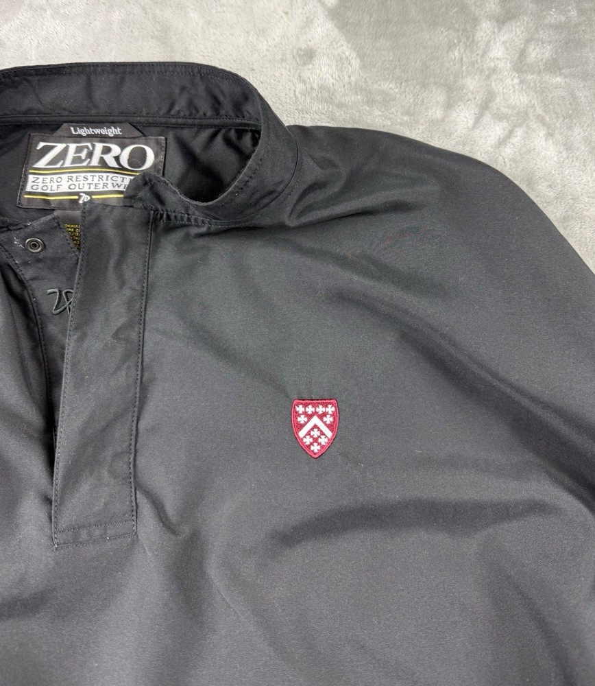 Zero Restriction Golf Pullover XL Lightweight Black Crest Logo Windshirt Y2K
