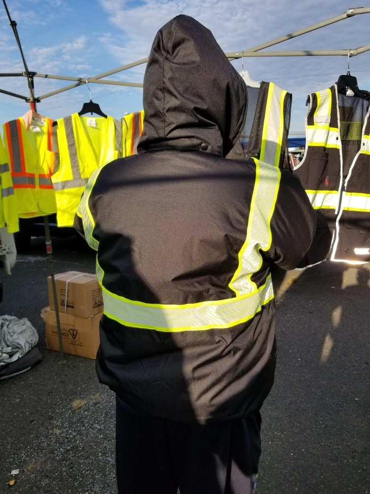 Hi-Viz Black Bomber Jacket with Fleece Lining
