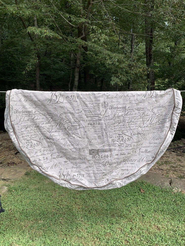 Custom Designed Dog Bed Cover Paris Stamp Cursive Handwriting 42” Diam Round