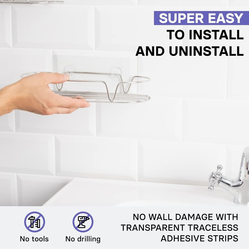 KINCMAX Shower Caddy, Rustproof SUS304 2-Pack Caddies, Silver