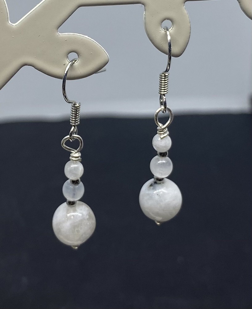Blue Moonstone Genuine Stone Handmade Earrings