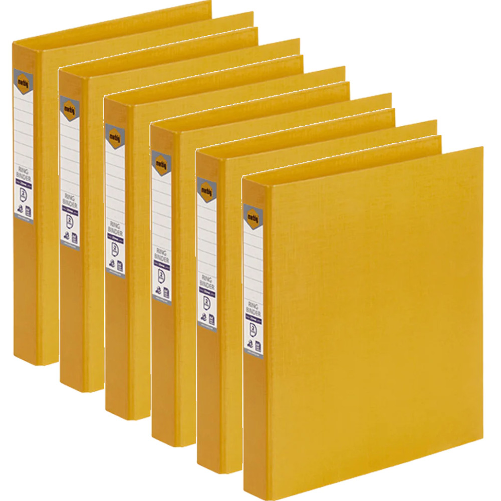 NEW 6x Marbig Ring Binder File Folder PE 25mm 2D A4 Yellow Box