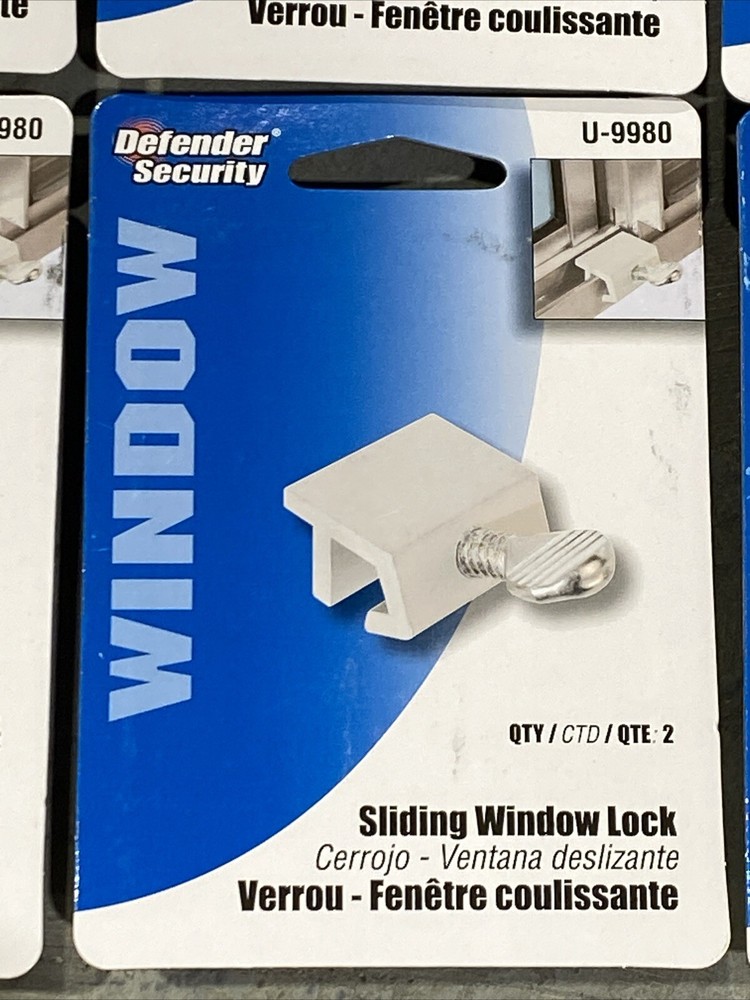 Defender Security Sliding Window Lock U-9980 Silver 6-Pack New
