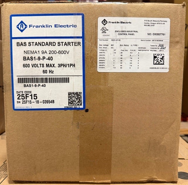 FRANKLIN BAS1-9-P-40 STARTER - NEMA1