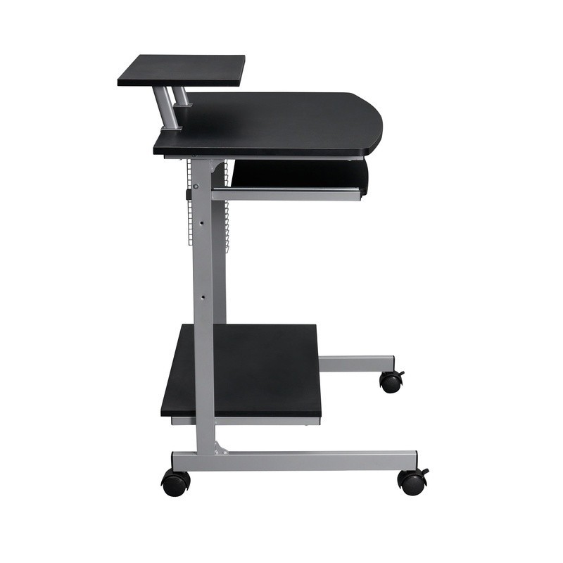 Mobile Workstation Compact Rolling Computer Cart Adjustable Shelf Keyboard Tray