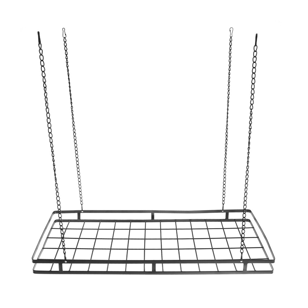 Modern Hanging Pot Holder Pan Hanger Kitchen Ceiling Rack with 12 Hooks Black