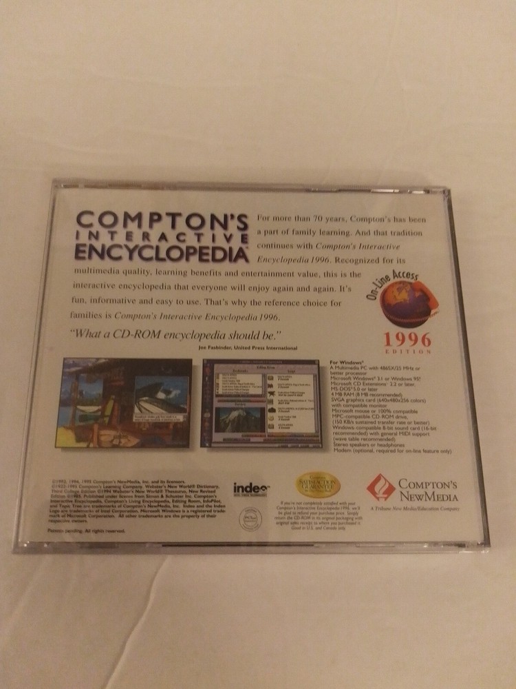 Comptons Interactive Encyclopedia 1996 CD-ROM For Windows 3.1 - XP Sealed NO BOX