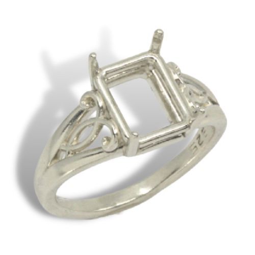 Emerald Artisan Scroll Pre-notched Ring Mounting