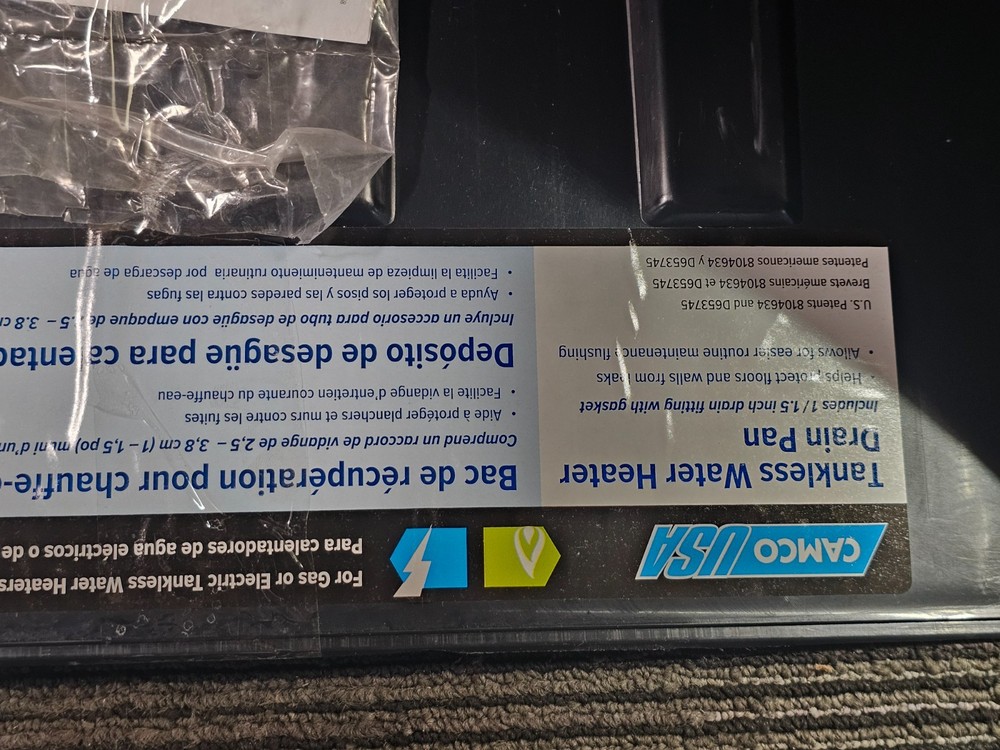 (QTY 6) CAMCO 11470 Tankless Water Heater Drain Pan Plastic W/PVC Fittings