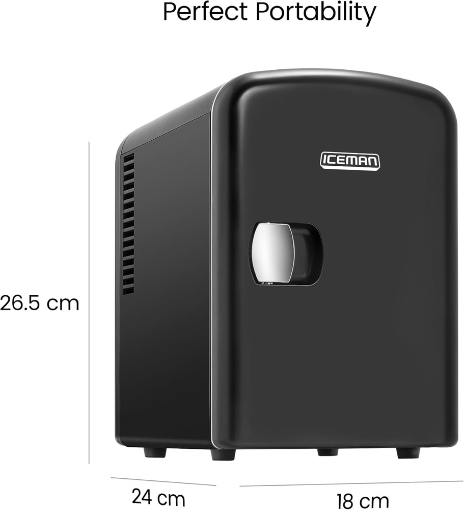 - Iceman Mini Portable Black Personal Fridge Cools or Heats and Provides Compact