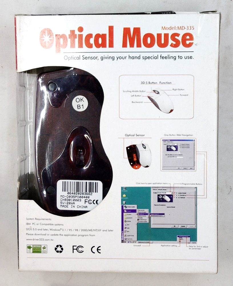 KeyMouse Computer Optical Mouse MD-335 NEW