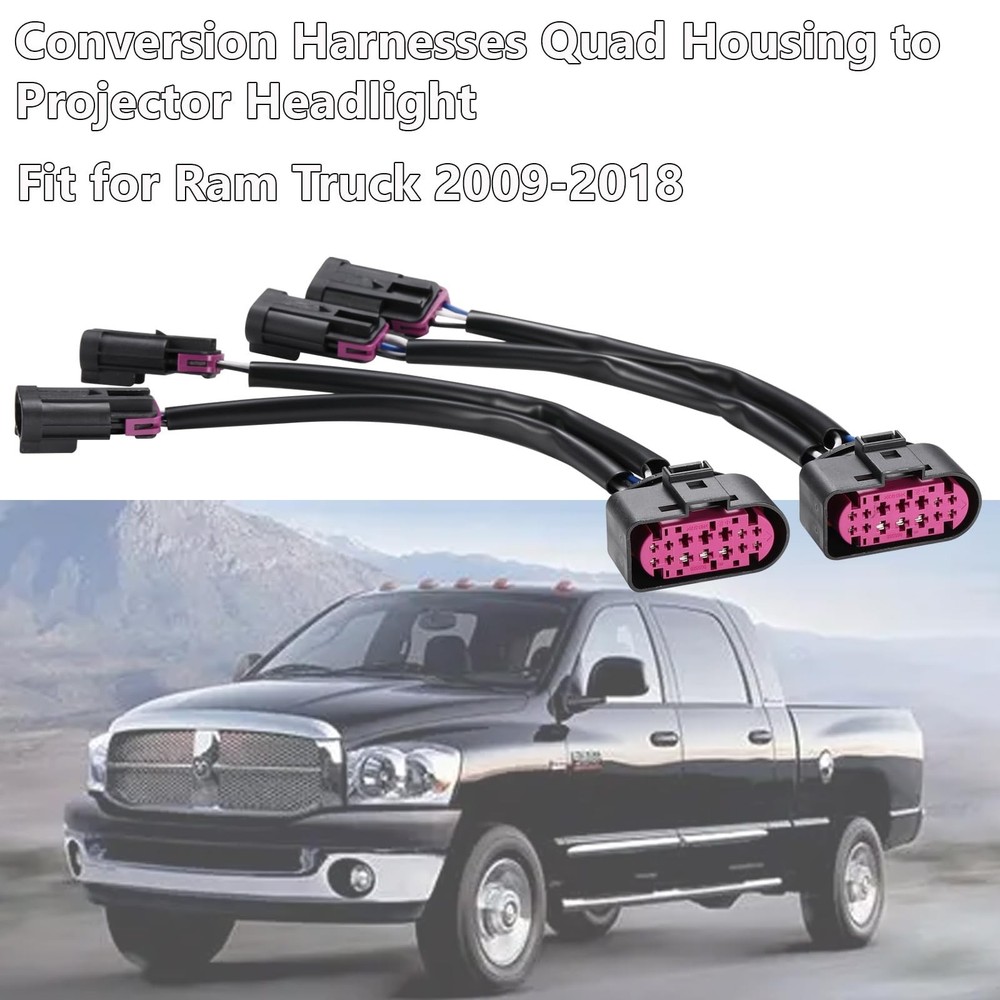 2Pcs Conversion Harnesses Quad Housing to Projector Headlight - Easy to Insta...