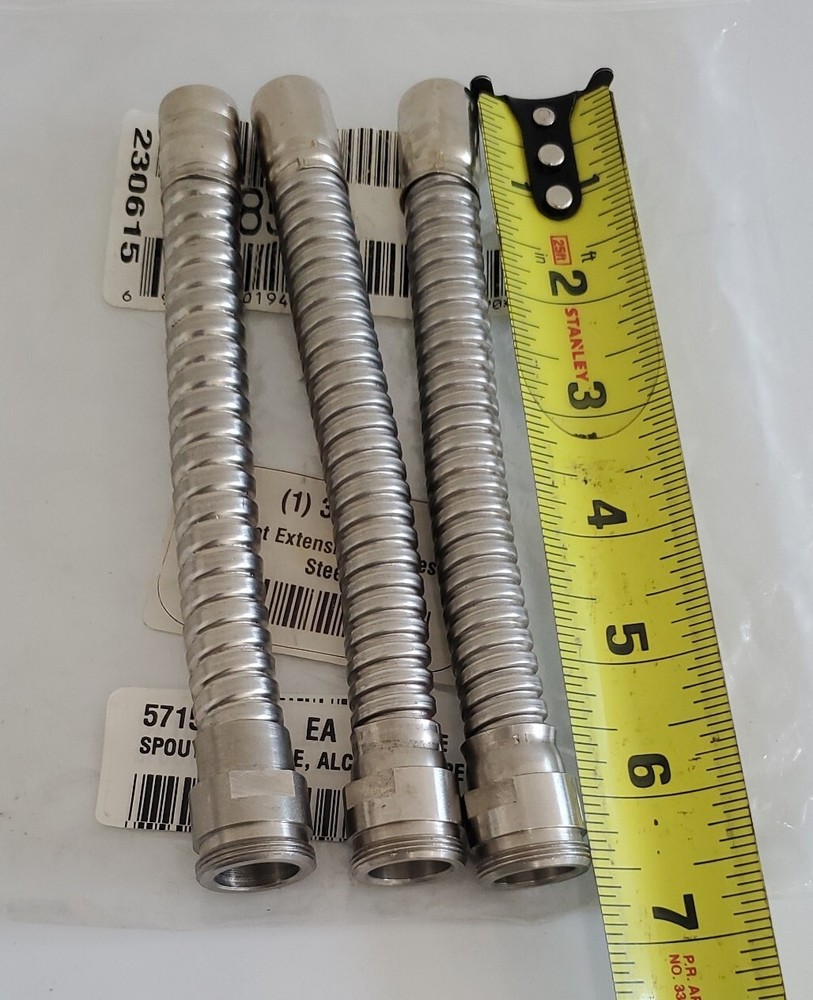 *NEW* LOT OF 3 Justrite Flexible Faucet Extensions Stainless Steel + Warranty!