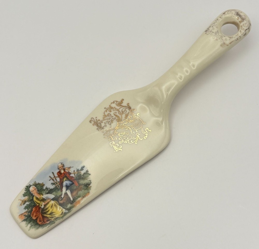 Vintage Wedding Cake Server With Romantic Scene Baroque Style Ceramic