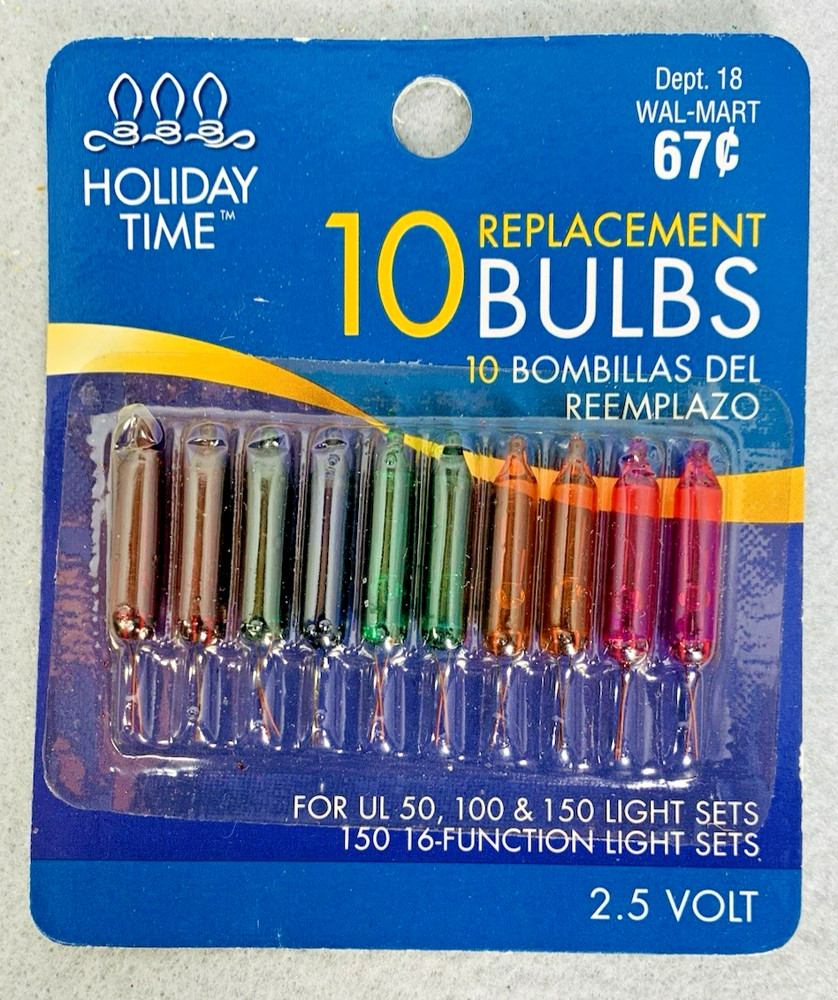 2.5 volt Christmas Light Bulbs 10 Multicolor Mini for 50 100 150 Count Strings