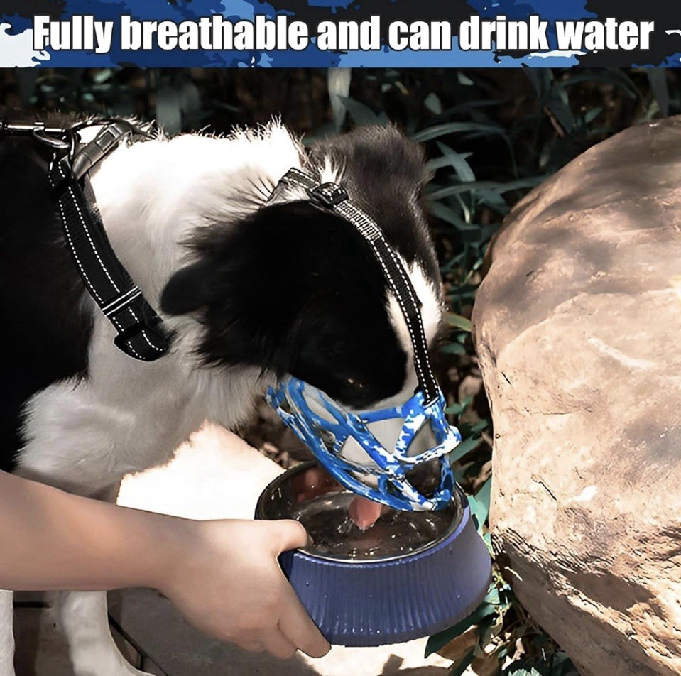 Soft Elastic Dog Muzzle Medium Dog, L Camouflage Blue NWT