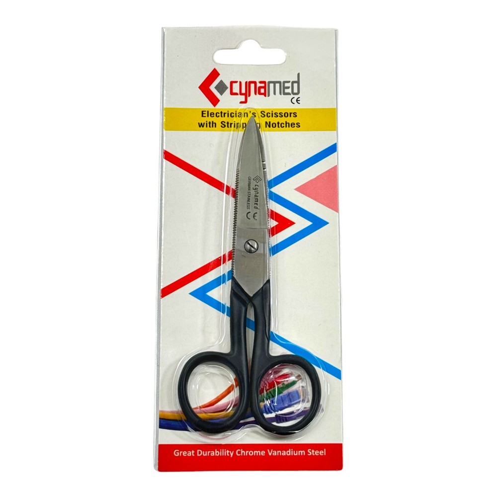 Wire Stripping and Cutting Electrical Scissors 5.25in, Multi-Purpose (Black)