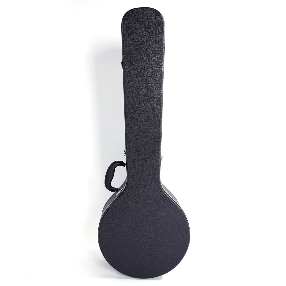 High-quality 5/6-String Microgroove Pattern Leather Wood Banjos Case Black