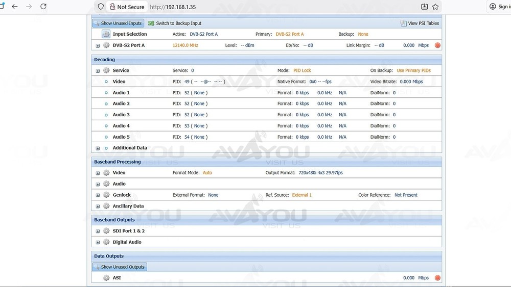 Sencore openGear AG5800 Receiver Decoder Card HD 4:2:0 H.264 MPEG AUD DVB-S S2