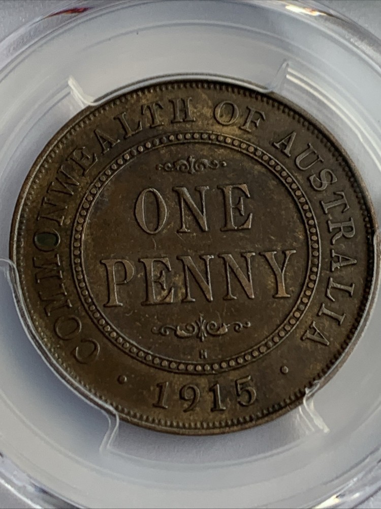 australia penny 1915 H PCGS 55