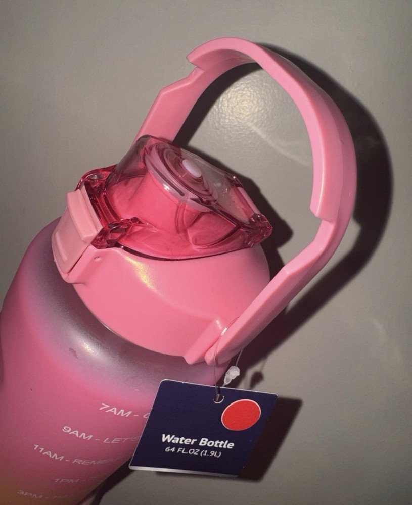 64oz Motivational Water Bottle pink