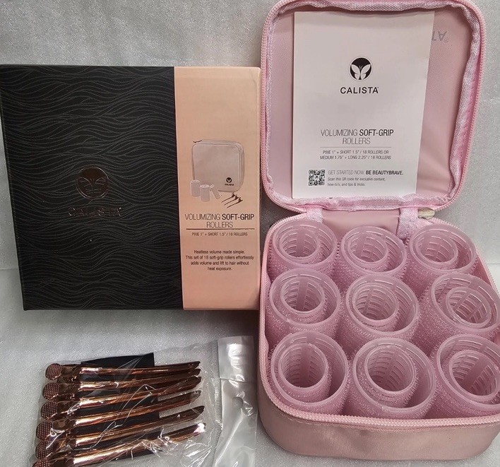 Calista Volumizing Soft Grip Rollers, Pixie + Short Clips in Case !